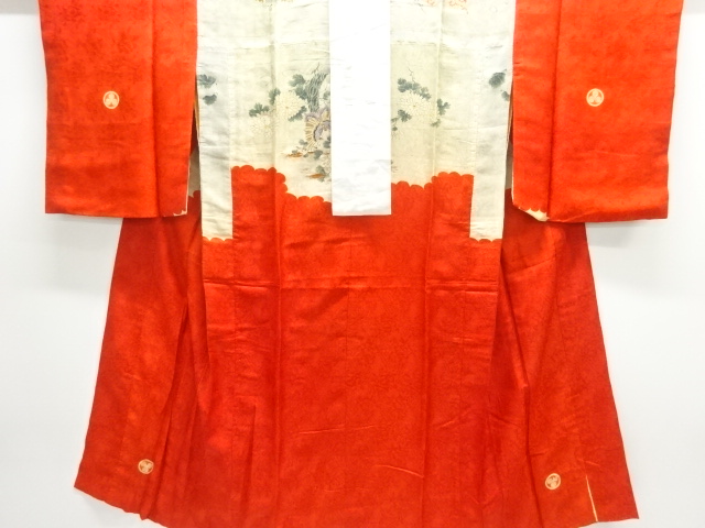 JAPANESE KIMONO / ANITQUE JUBAN / SILK / RINZU / BUTTERFLY & KIKU